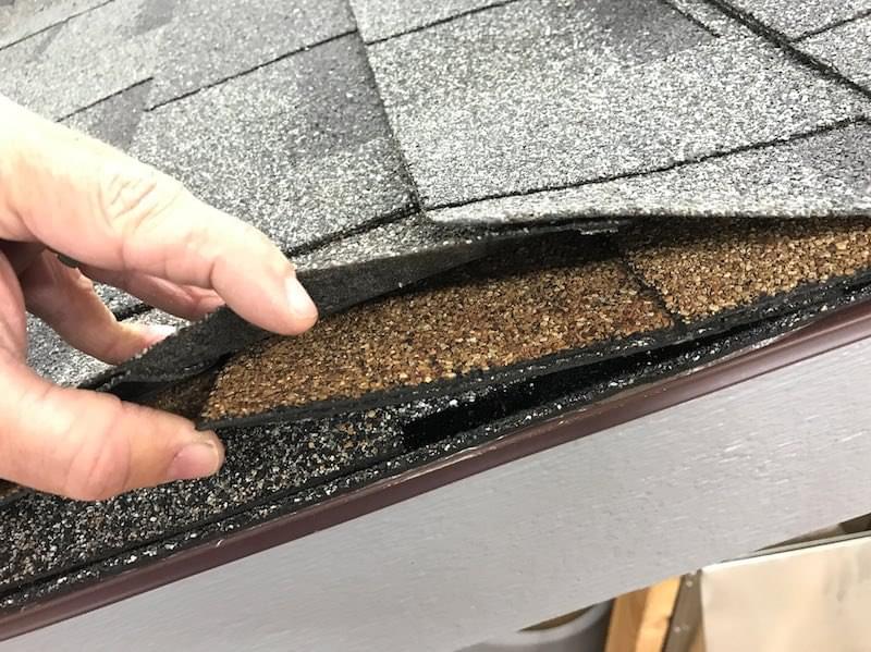 Layers of shingles on a roof