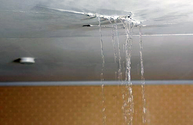 Water leaking from the ceiling.